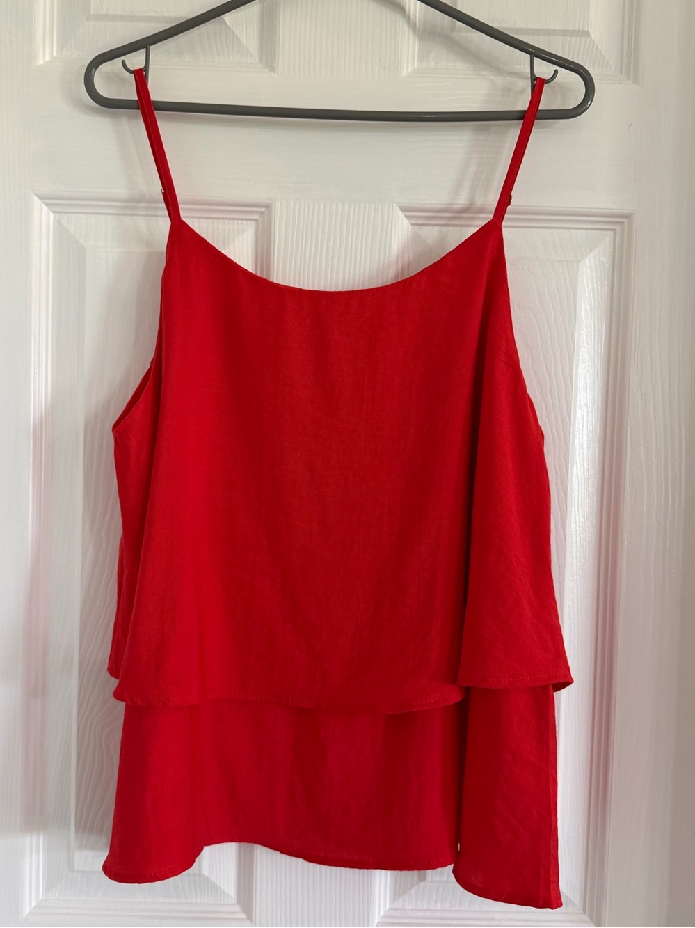 Red Layered Spaghetti Strap Women's Top